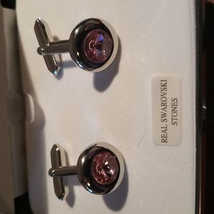 Pink Swarovski Crystal Cufflinks